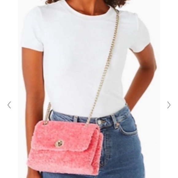 NWT Valentine Kate Spade Pink Faux Shearling Crossbody Bag Gold Hardware‎ - Picture 8 of 8